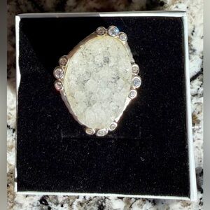 SILPADA “Beauty in the Rough” .925 Sterling Silver Druzy w/CZ Accents_Size 8